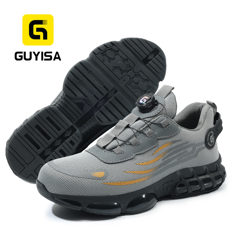 GUYISA Sports Safety Shoes Steel Toe Puncture Resistant Flyknit Microfiber TPU Sole Mesh Lining All Season Industrial Work