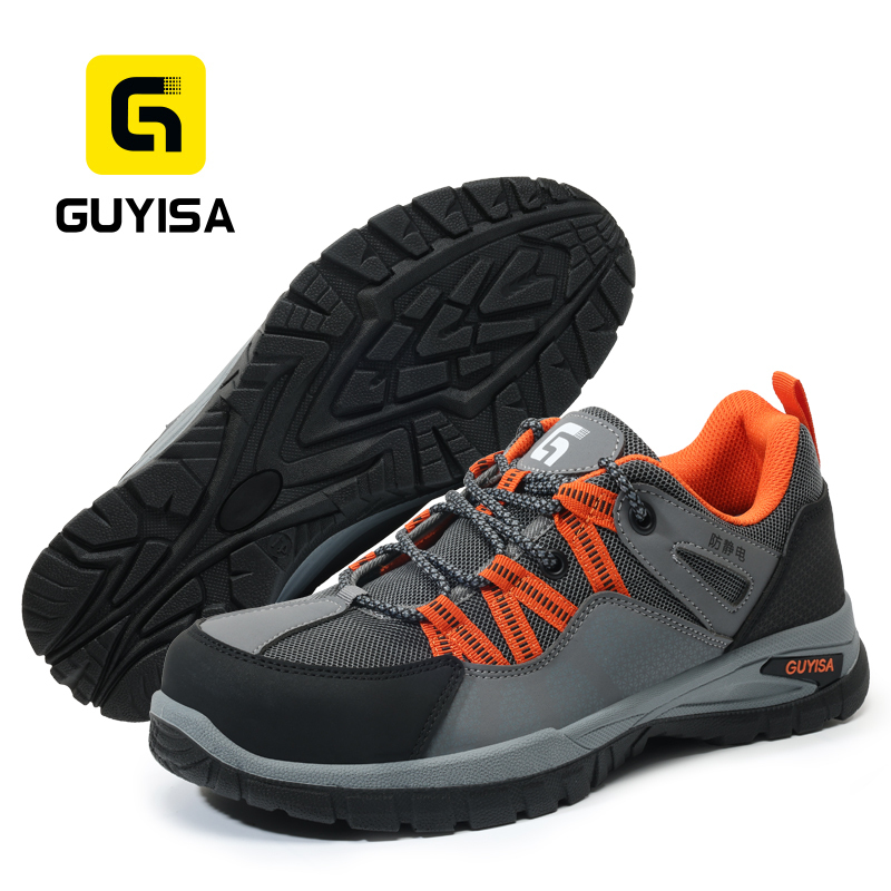 GUYISA safety shoes steel toe puncture resistant antistatic microfiber steel wire upper dual density PU sole industrial work