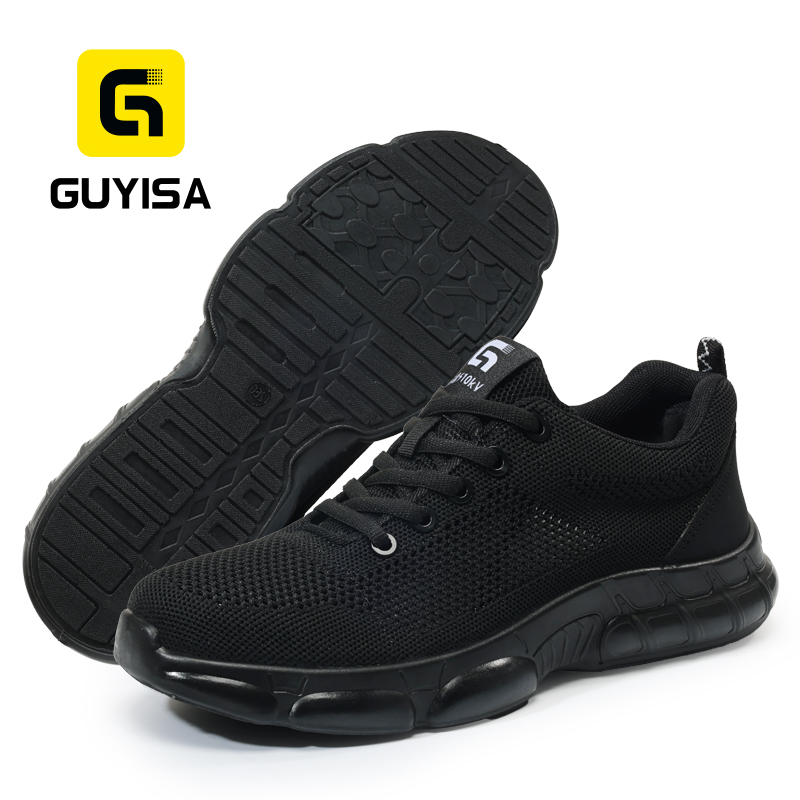 GUYISA Safety Shoes Steel Toe Puncture Resistant Flyknit and Microfiber Upper Dual Density PU Sole 10KV Insulation Summer