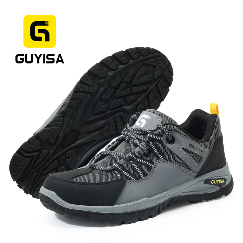 GUYISA safety shoes fiberglass toe puncture resistant 10KV insulated microfiber upper dual density PU sole industrial work