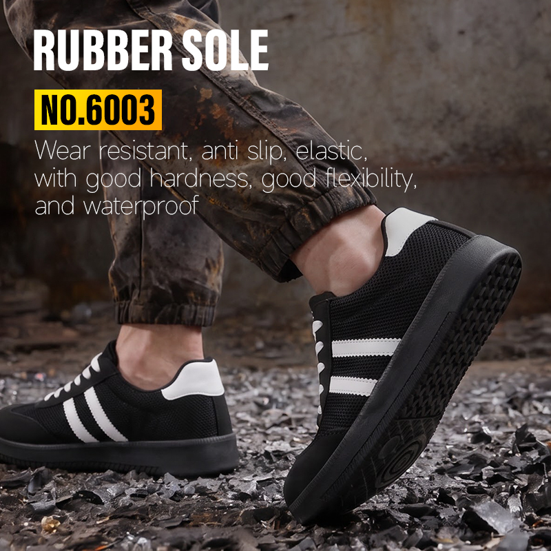 GUYISA safety shoes steel toe puncture resistant microfiber mesh upper rubber sole breathable flyknit lining industrial work