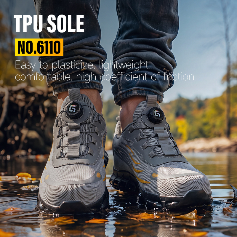 GUYISA Sports Safety Shoes Steel Toe Puncture Resistant Flyknit Microfiber TPU Sole Mesh Lining All Season Industrial Work