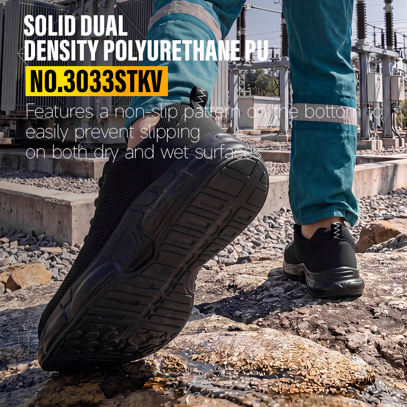 GUYISA Safety Shoes Steel Toe Puncture Resistant Flyknit and Microfiber Upper Dual Density PU Sole 10KV Insulation Summer