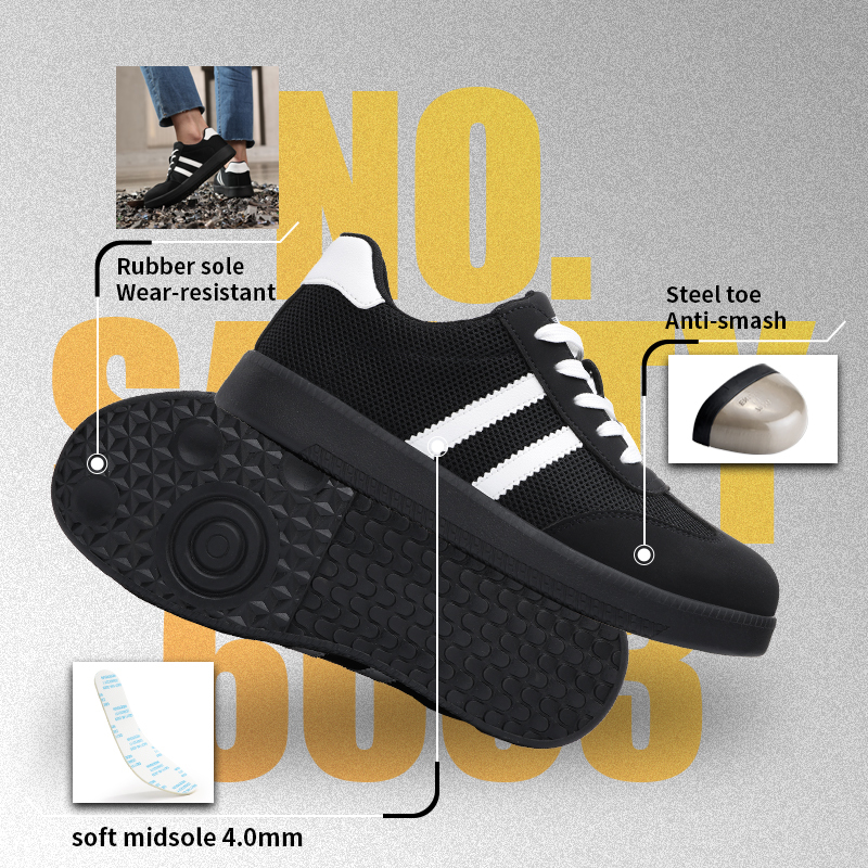 GUYISA safety shoes steel toe puncture resistant microfiber mesh upper rubber sole breathable flyknit lining industrial work