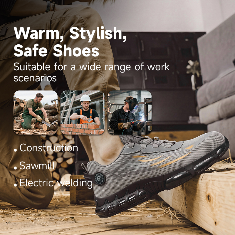 GUYISA Sports Safety Shoes Steel Toe Puncture Resistant Flyknit Microfiber TPU Sole Mesh Lining All Season Industrial Work