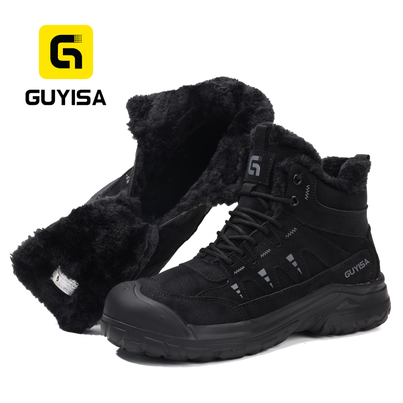 GUYISA Safety Boot with Steel Toe and Puncture Resistant Midsole Microfiber Upper Rubber Plastic Sole for Industrial Work