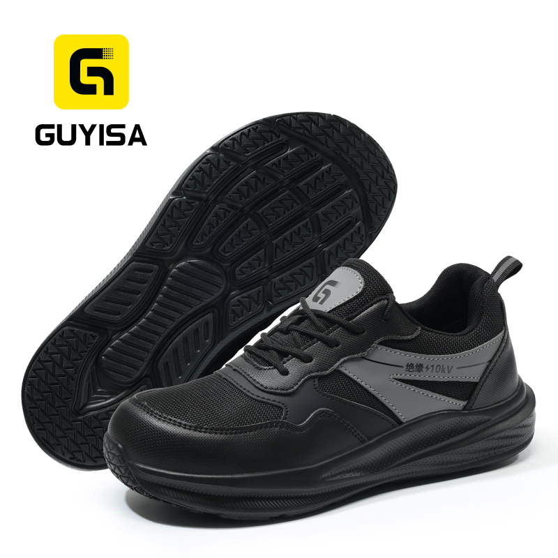 GUYISA Safety Shoes Composite Toe Puncture Resistant 10KV Insulation Microfiber and Steel Mesh Upper Rubber Sole All Season