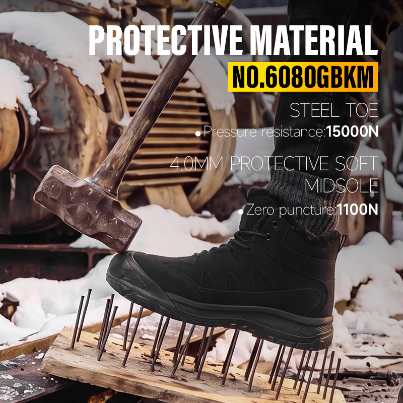 GUYISA Safety Boot with Steel Toe and Puncture Resistant Midsole Microfiber Upper Rubber Plastic Sole for Industrial Work