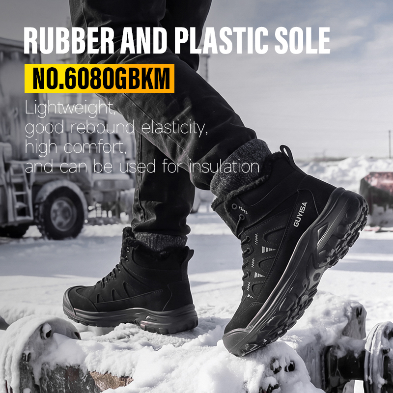 GUYISA Safety Boot with Steel Toe and Puncture Resistant Midsole Microfiber Upper Rubber Plastic Sole for Industrial Work