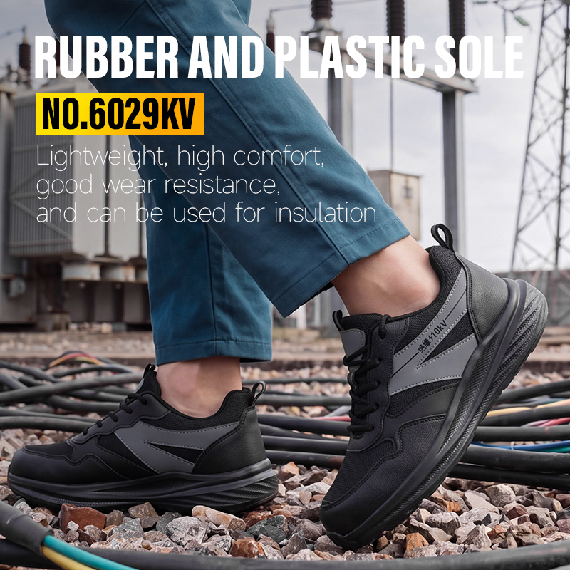 GUYISA Safety Shoes Composite Toe Puncture Resistant 10KV Insulation Microfiber and Steel Mesh Upper Rubber Sole All Season