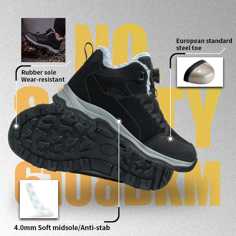 GUYISA safety shoes steel toe puncture resistant midsole microfiber wire cloth upper rubber sole industrial work low top