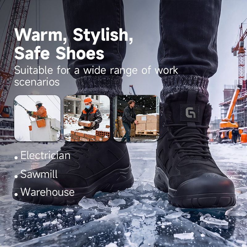 GUYISA Safety Boot with Steel Toe and Puncture Resistant Midsole Microfiber Upper Rubber Plastic Sole for Industrial Work