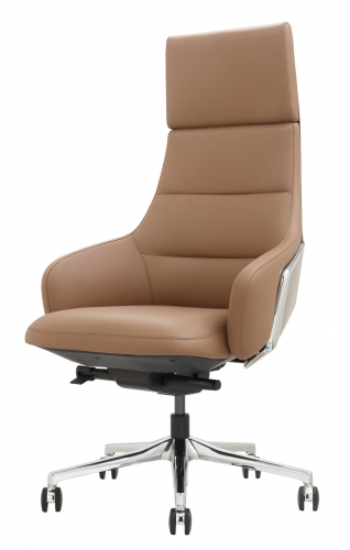 Heavy Duty Aluminium Base, Adjustable Tilt Angle, Thick Padding and Ergonomic Design Bonded Leather Executive Desk Computer Task Swivel Chair