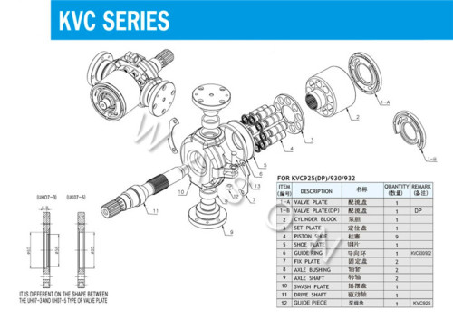 KVC930 KVC932 Excavator Hydraulic Spare Parts