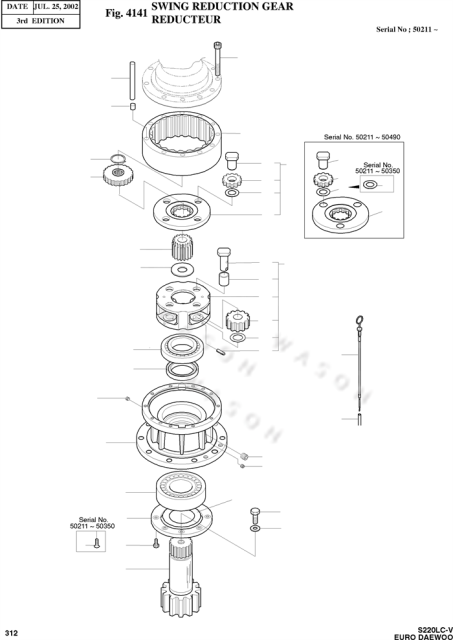 DH220-5 Swing Motor Gear Parts