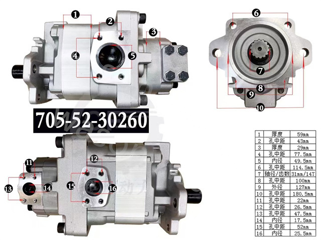 Hydraulic Gear Pump ASSY SAR80 705-52-30260 SAR14 705-34-23530 WA500-1