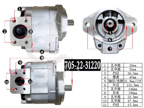 Hydraulic Gear Pump D31EX/PX-22 D37EX/PX-22 705-22-31220