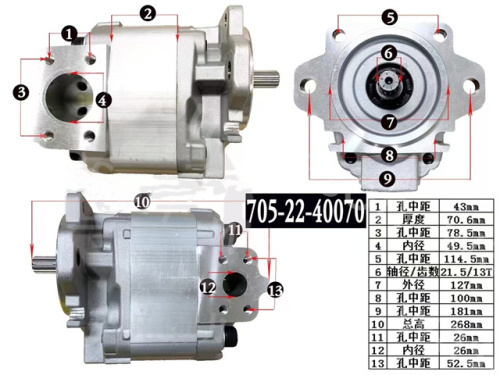 Hydraulic Gear Pump WA420-3/3L WA470-3 WA450-3/3A WF450-3/3L 705-22-40070
