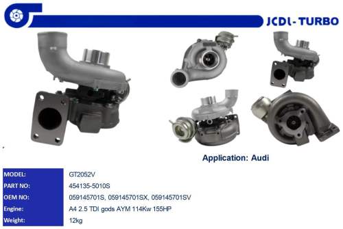 GT2052V A4  Turbocharger  454135-5010S 059145701S