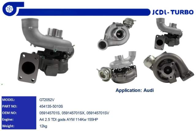 GT2052V A4  Turbocharger  454135-5010S 059145701S