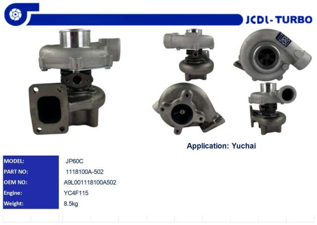 JP60C YC4F115 Turbocharger 1118100A-502 A9L001118100A502