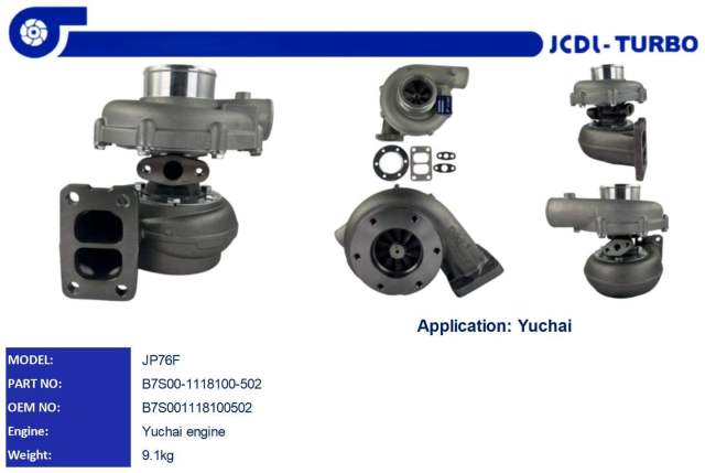 JP76F Turbocharger B7S00-1118100-502