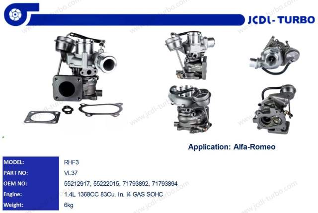 RHF3 VL37 1368C Turbocharger 55212917 55222015 71793892 71793894
