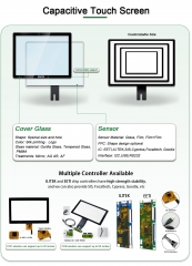 Custom 4.3 Inch LCD Display Capacitive Touch Screen Panel, Customizable size, thickness, interface, IC, color, etc.