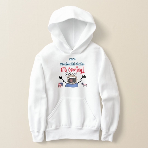 2024 Latest Design Presidential Election Unisex Double-sided Print Pullover Hoodie with Kanga Pocket