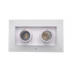 Square twin head aluminium tunable recessed trimless downlight