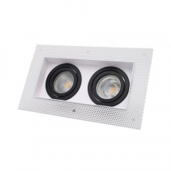 White square two head adjustable trimless downlight housing