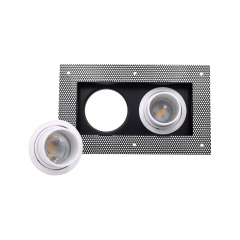 Square twin tunable anti glare trimless downlight frame