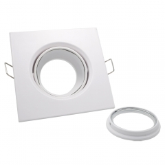 Square GU10 MR16 white aluminum alloy rotatable embedded IP65 waterproof downlights housing