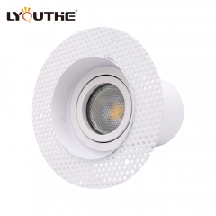 Commercial aluminum recessed Mr16 Gu10 rotatable round antiglare 5W trimless LED downlight