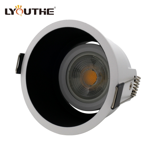 Office Ceiling Cob Downlight Round Die Casting Aluminum Anti Glare Down Light Frame Gu10 Recessed Spotlight