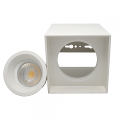 Square pure aluminum GU10 MR16 recessed ceiling surface mounted down lights housing for mall