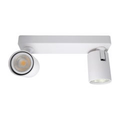 Supermarket aluminum adjustable double head surface mounted gu10 mr16 spotlights housing