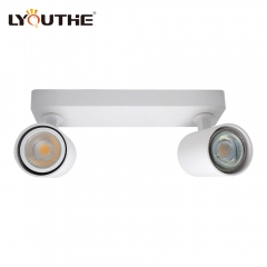 Supermarket aluminum adjustable double head surface mounted gu10 mr16 spotlights housing