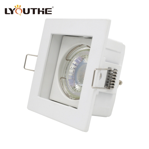 Square adjustable die-casting aluminum 90mm GU10 MR16 white anti glare downlight housing