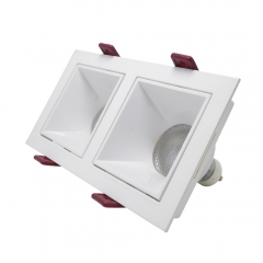 Twin Head Square Recessed Ceiling Downlight Office Gu10 Anti Glare Aluminium Adjustable Led Mr16 Downlight Housing