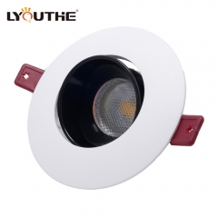 Hotel Recessed Cob Anti Glare Downlight Frame Mr16 Gu10 Die Cast Aluminium Round Black Led Ceiling Down Light