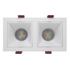 Twin Head Square Recessed Ceiling Downlight Office Gu10 Anti Glare Aluminium Adjustable Led Mr16 Downlight Housing