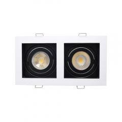 Die casting aluminum GU10 MR16 recessed grille spotlight square twin head downlights housing for office