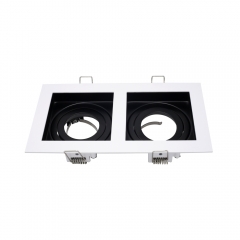 Die casting aluminum GU10 MR16 recessed grille spotlight square twin head downlights housing for office