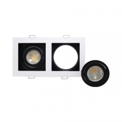 Die casting aluminum GU10 MR16 recessed grille spotlight square twin head downlights housing for office