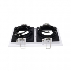 Die casting aluminum GU10 MR16 recessed grille spotlight square twin head downlights housing for office