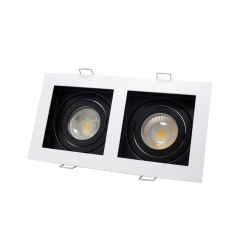 Die casting aluminum GU10 MR16 recessed grille spotlight square twin head downlights housing for office