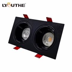 Hot sales two head square plastic adjustable anti-glare gu10 downlights fitting for office