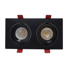 Hot sales two head square plastic adjustable anti-glare gu10 downlights fitting for office