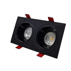 Hot sales two head square plastic adjustable anti-glare gu10 downlights fitting for office